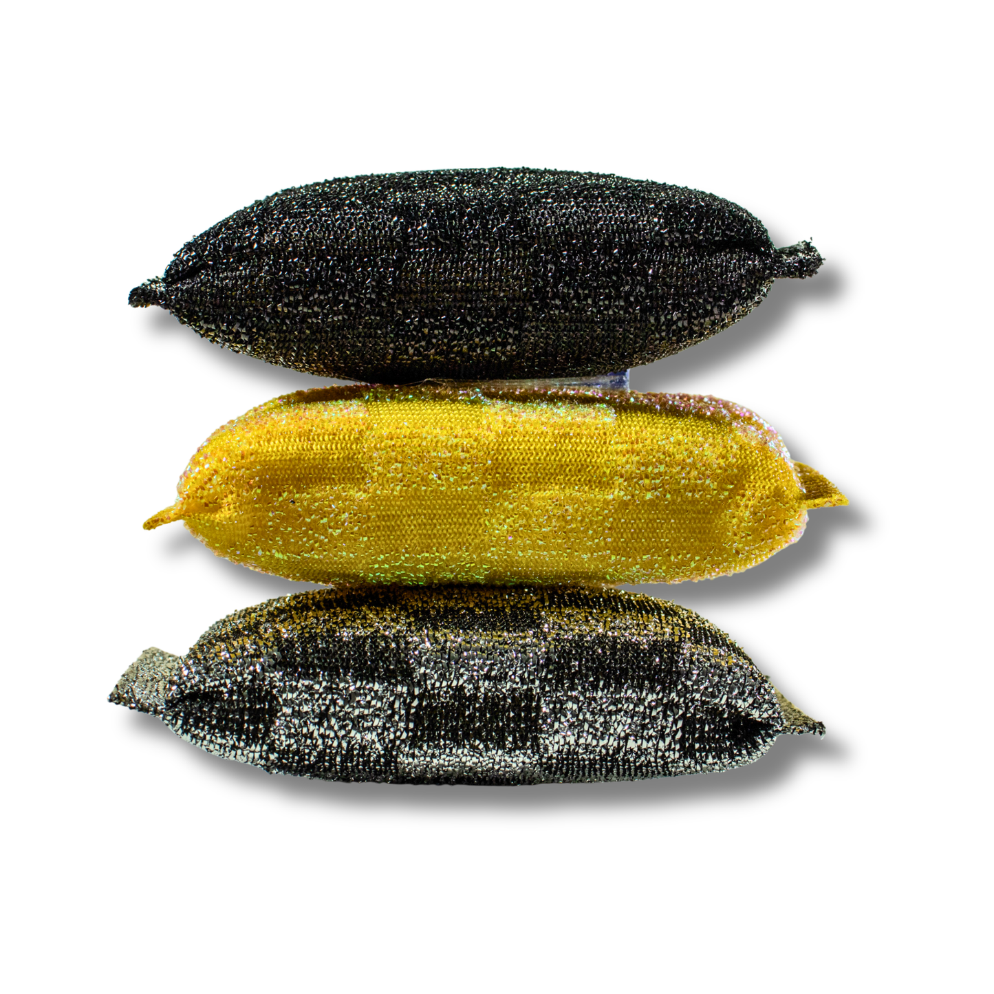 3-Pack Heavy-Duty Mesh Squeezzee Sponges – Black, Yellow & Silver – Non-Scratch, Long-Lasting Cleaning Pads
