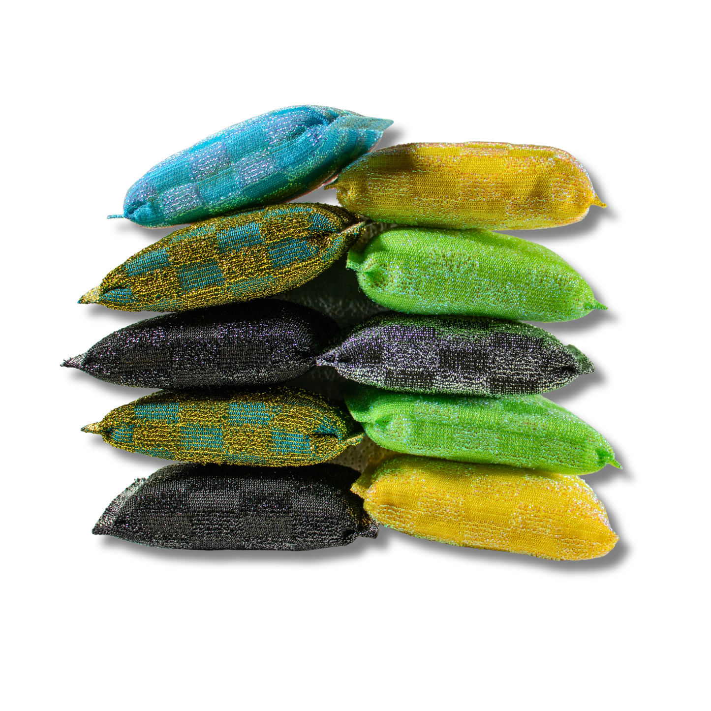 10-Pack Premium Squeezzee Sponges – All Colors – Coconut Oil Soap Pod + Lemon Essence – Washes Up to 300 Items Each