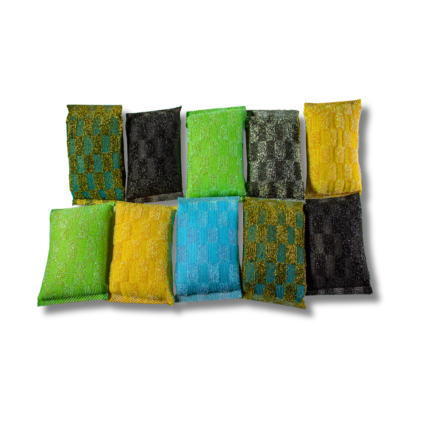 10-Pack Premium Squeezzee Sponges – All Colors – Coconut Oil Soap Pod + Lemon Essence – Washes Up to 300 Items Each