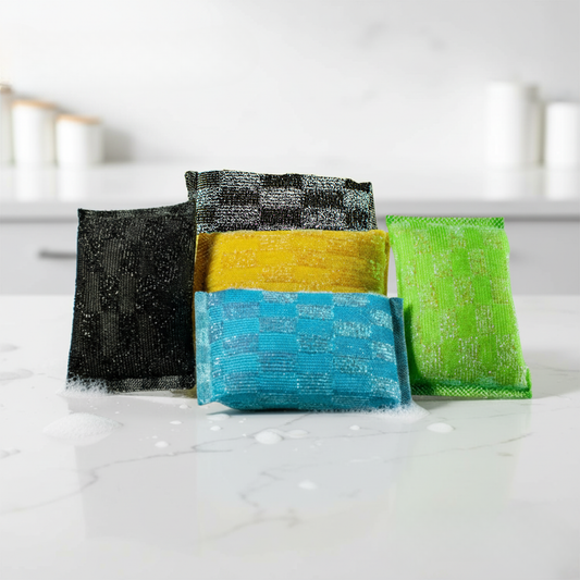 5-Pack Premium Multi-Color Squezzee Sponges – Heavy-Duty, Non-Scratch Cleaning Pads (Black, Silver, Green, Blue & Yellow)